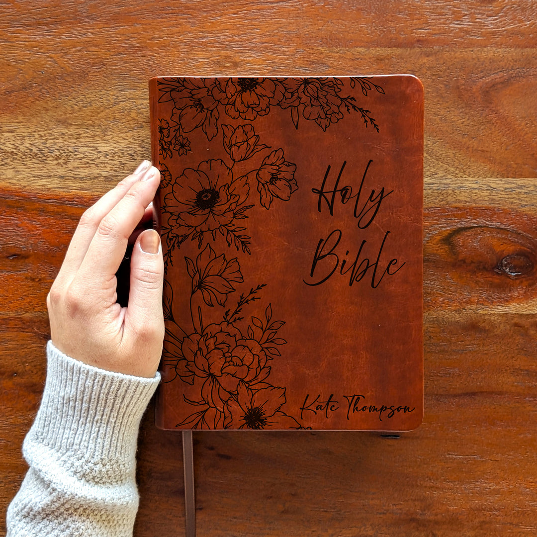 Personalized NLT Journaling Bible – Dark Brown | Peony Holy Bible
