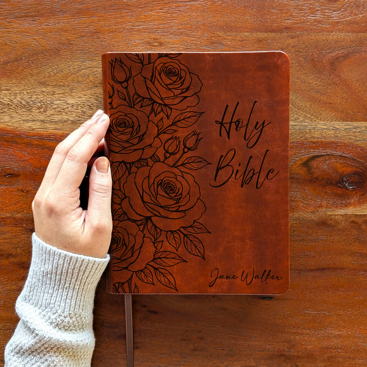 Personalized NLT Journaling Bible – Dark Brown | Rose Holy Bible