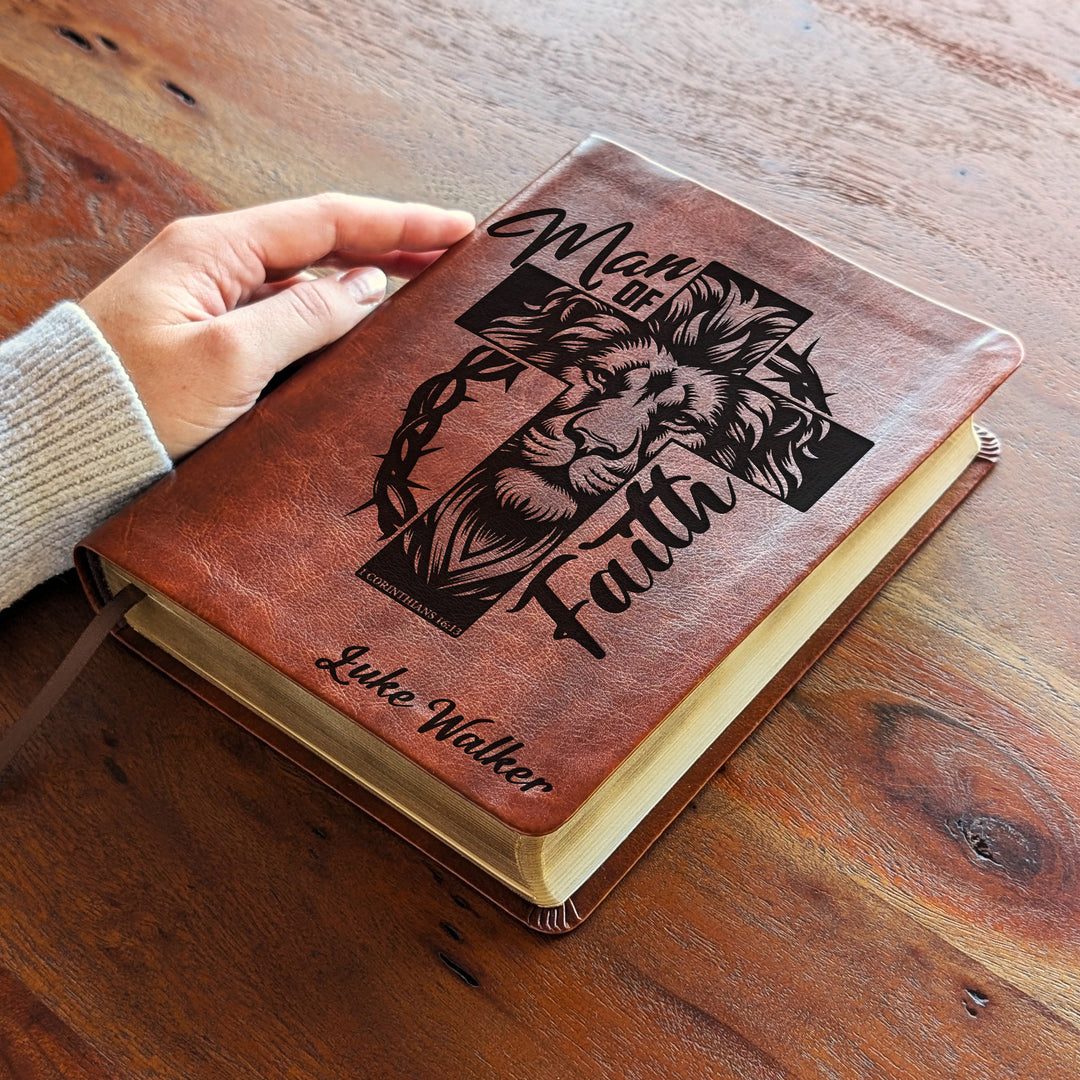 Personalized NLT Journaling Bible – Dark Brown | Man of Faith