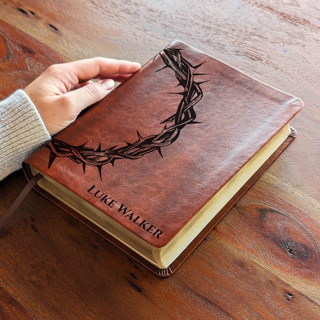 Personalized NLT Journaling Bible – Dark Brown | Crown of Thorns