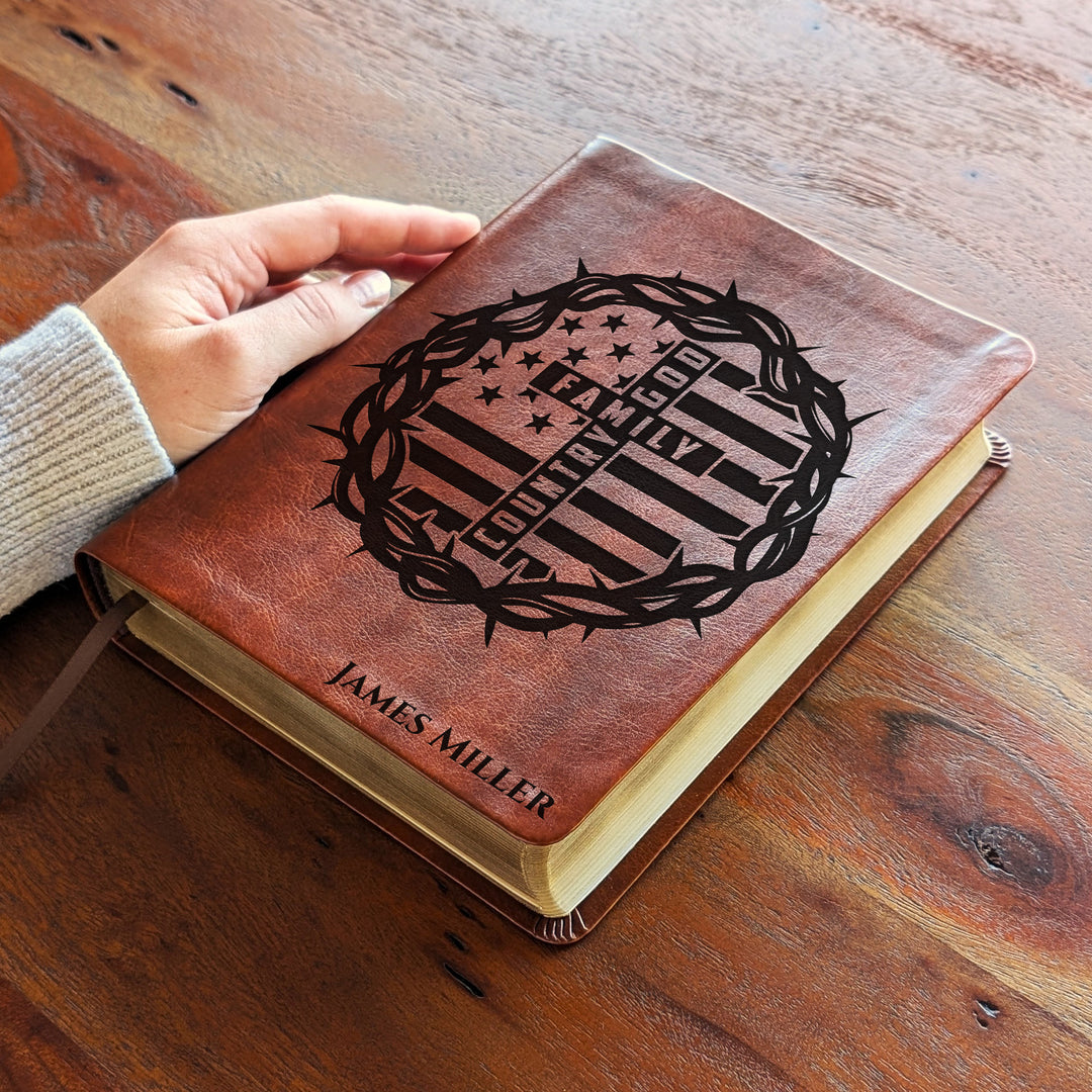 Personalized NLT Journaling Bible – Dark Brown | God Family Country