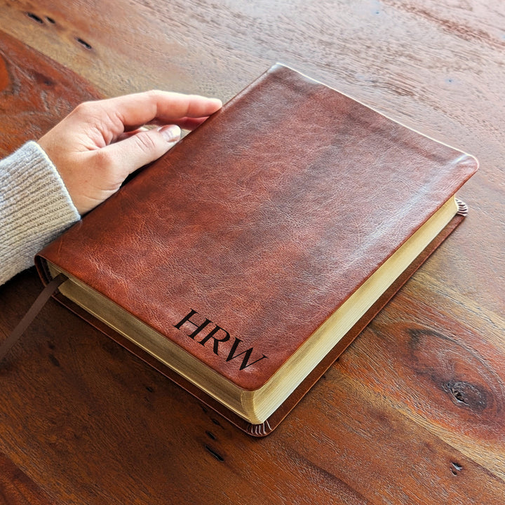 Personalized NLT Journaling Bible – Dark Brown | Initials Bottom Right