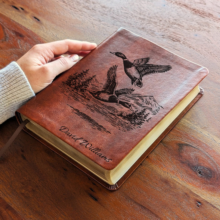 Personalized NLT Journaling Bible – Dark Brown | Mallards in Flight