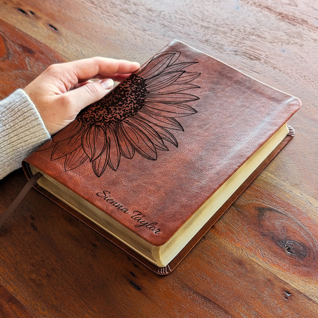 Personalized NLT Journaling Bible – Dark Brown | Sunflower Large