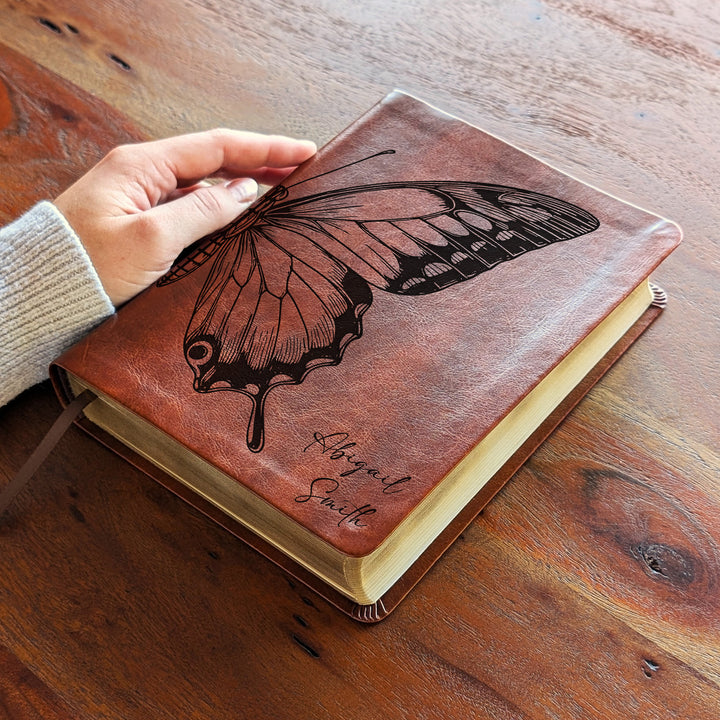 Personalized NLT Journaling Bible – Dark Brown | Butterfly Large