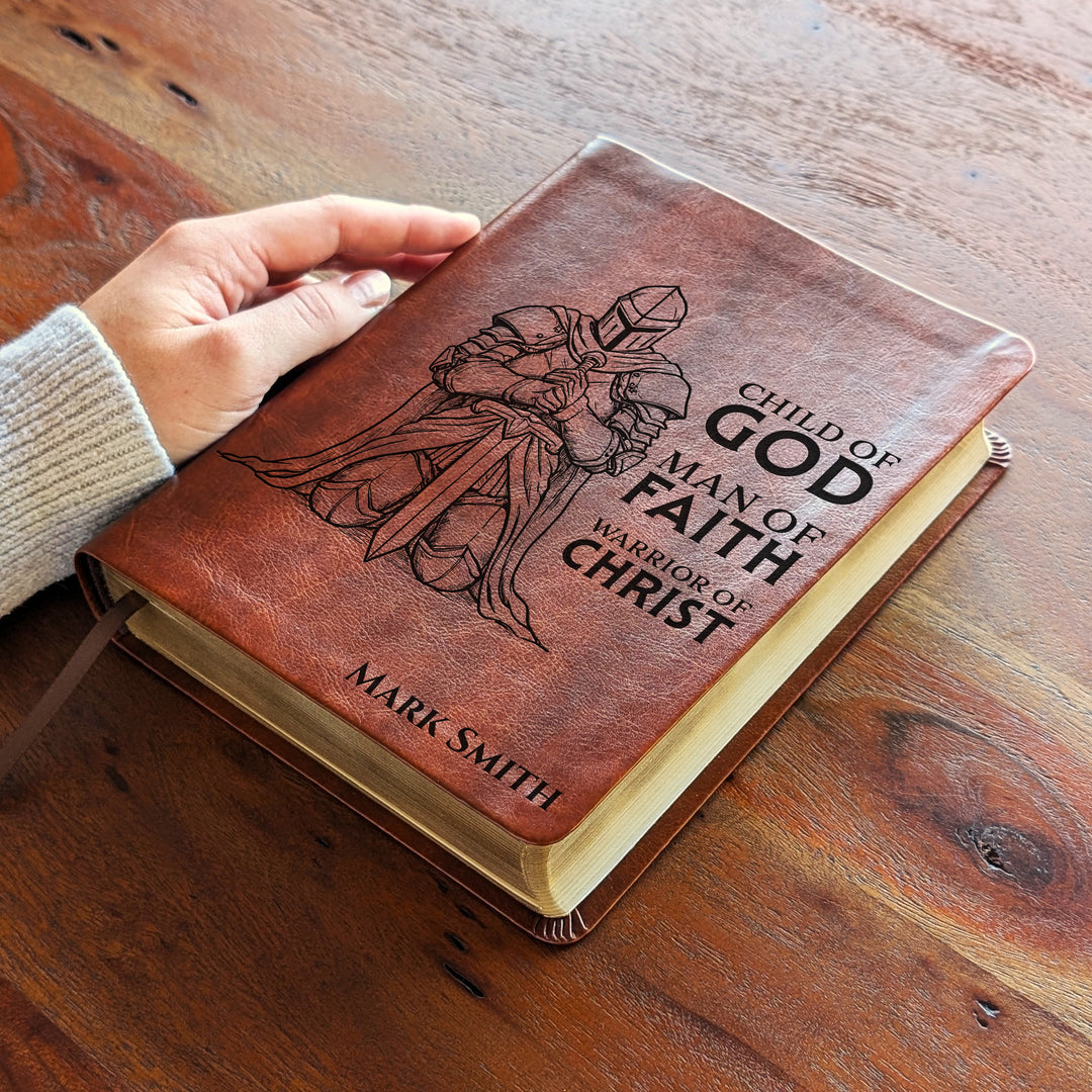 Personalized NLT Journaling Bible – Dark Brown | Knight Warrior of Christ