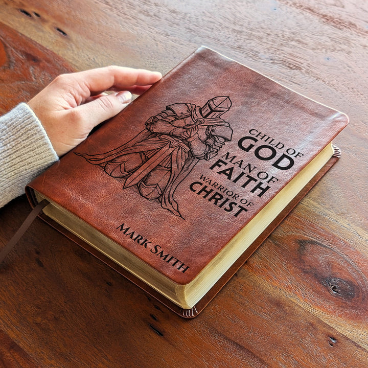 Personalized NLT Journaling Bible – Dark Brown | Knight Warrior of Christ