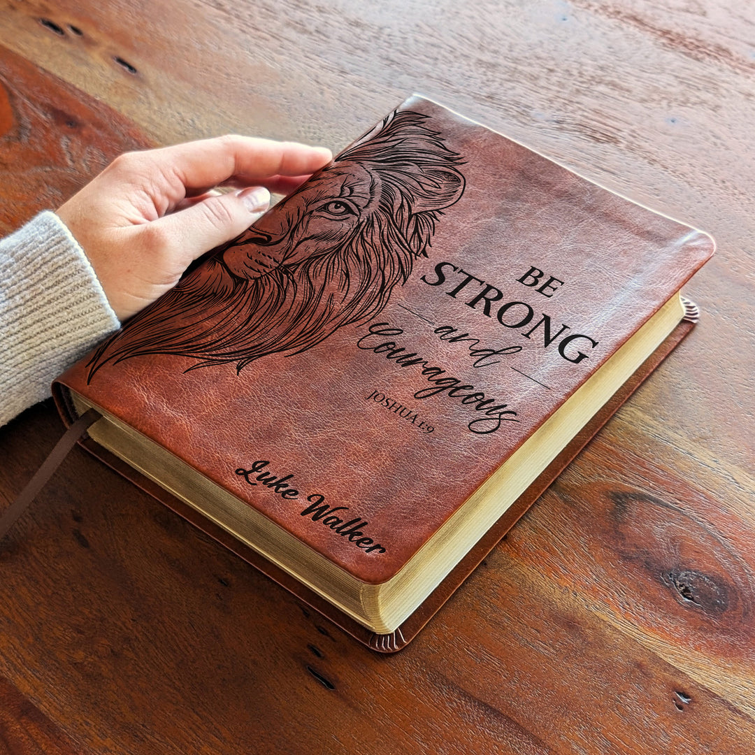 Personalized NLT Journaling Bible – Dark Brown | Lion Be Strong