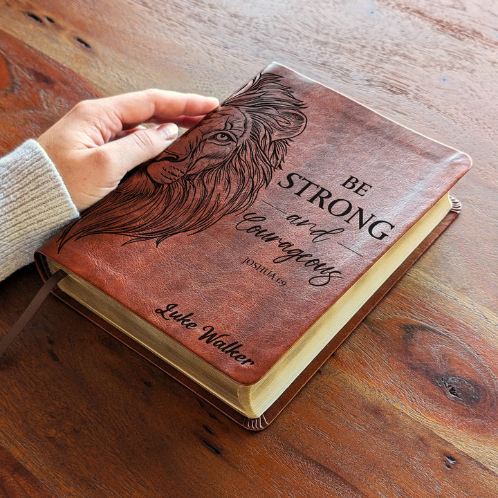 Personalized NLT Journaling Bible – Dark Brown | Lion Be Strong