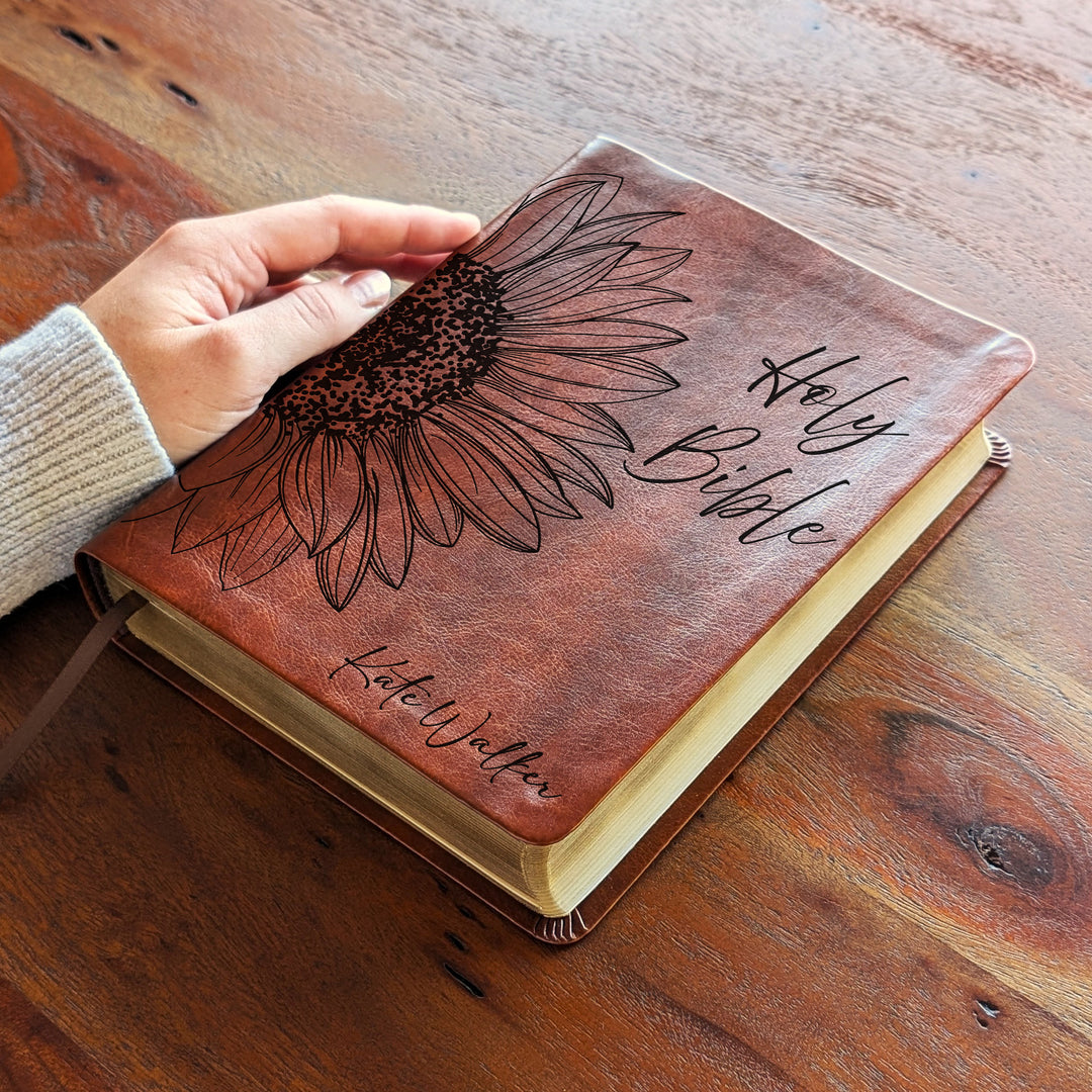 Personalized NLT Journaling Bible – Dark Brown | Sunflower Holy Bible