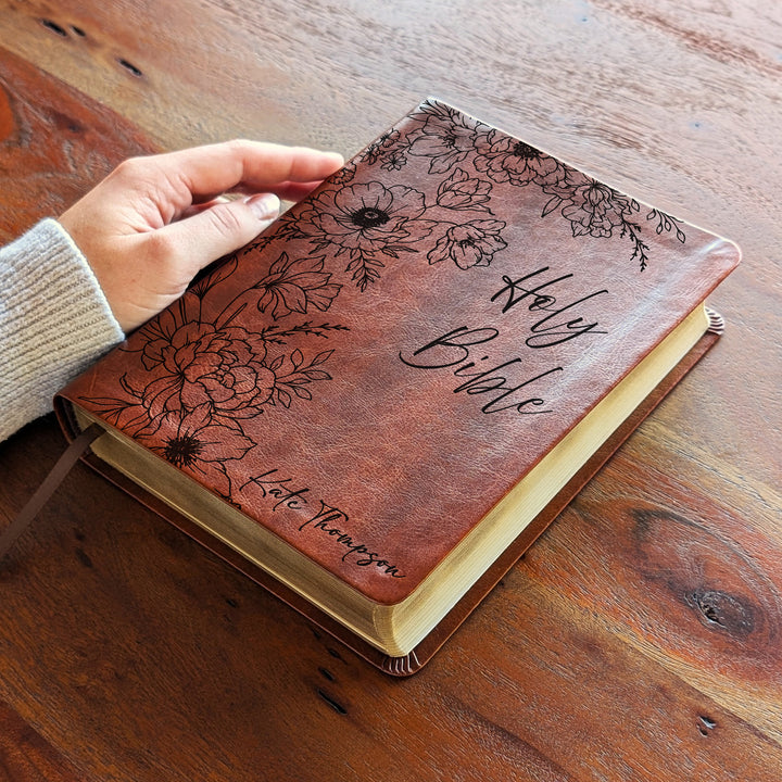 Personalized NLT Journaling Bible – Dark Brown | Peony Holy Bible