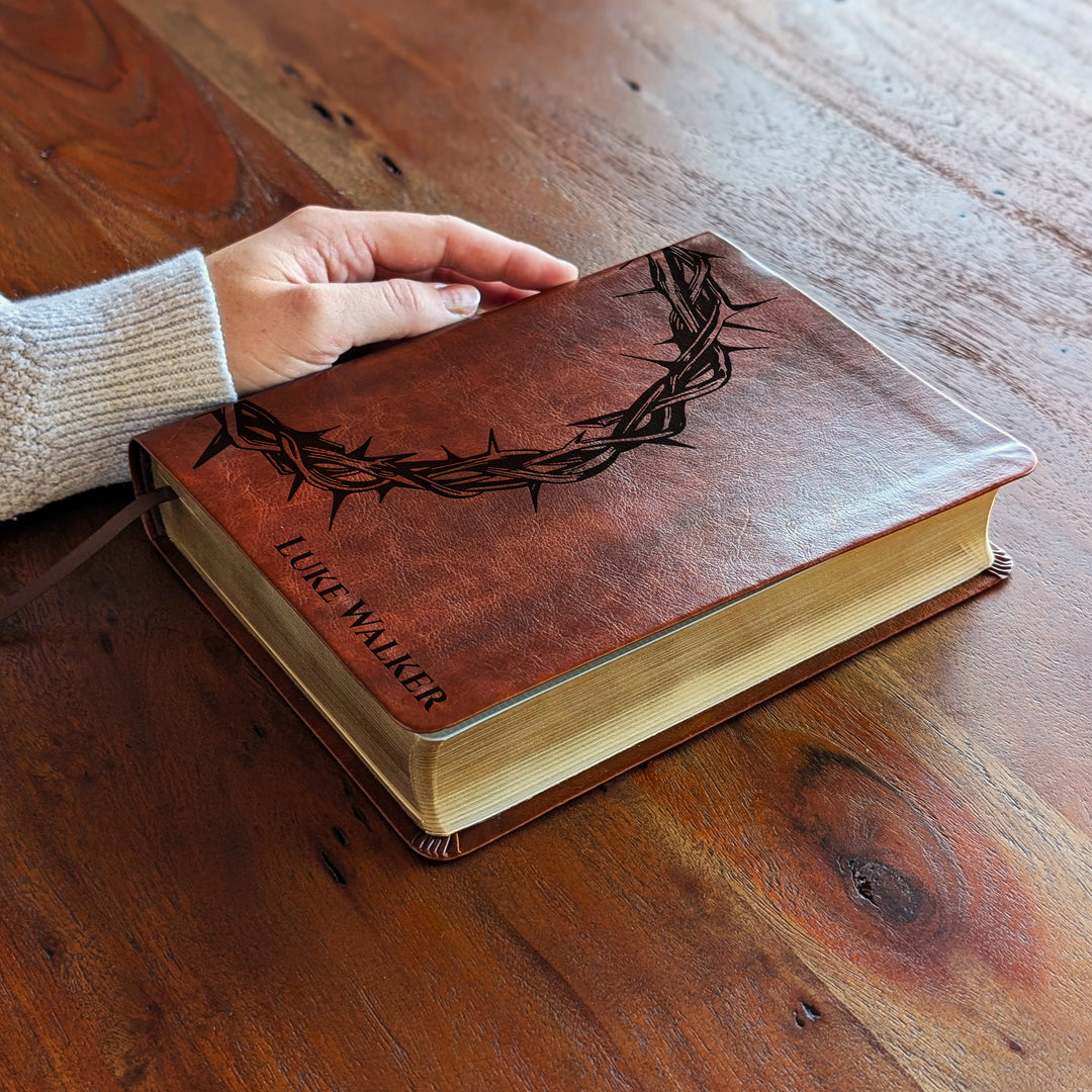 Personalized NLT Journaling Bible – Dark Brown | Crown of Thorns