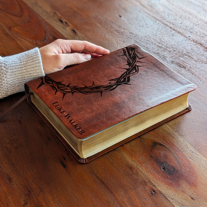 Personalized NLT Journaling Bible – Dark Brown | Crown of Thorns