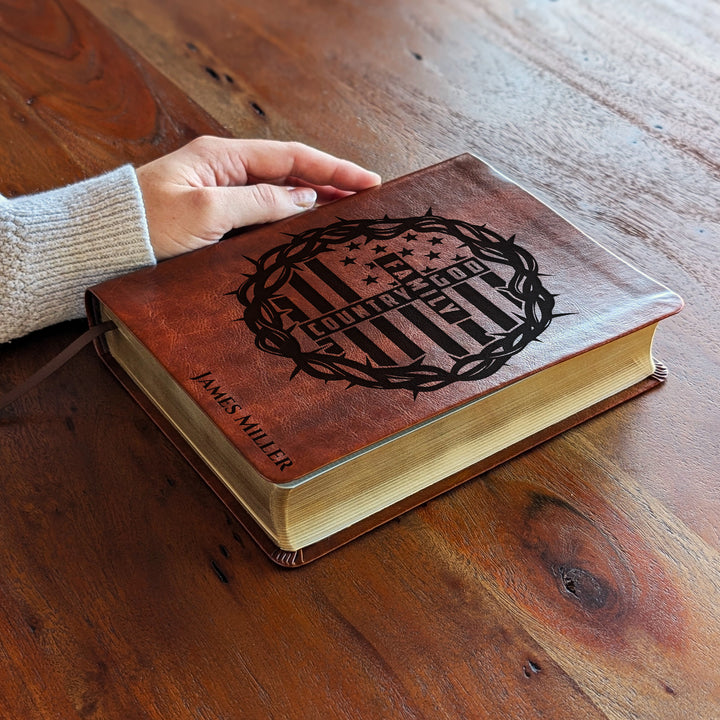 Personalized NLT Journaling Bible – Dark Brown | God Family Country
