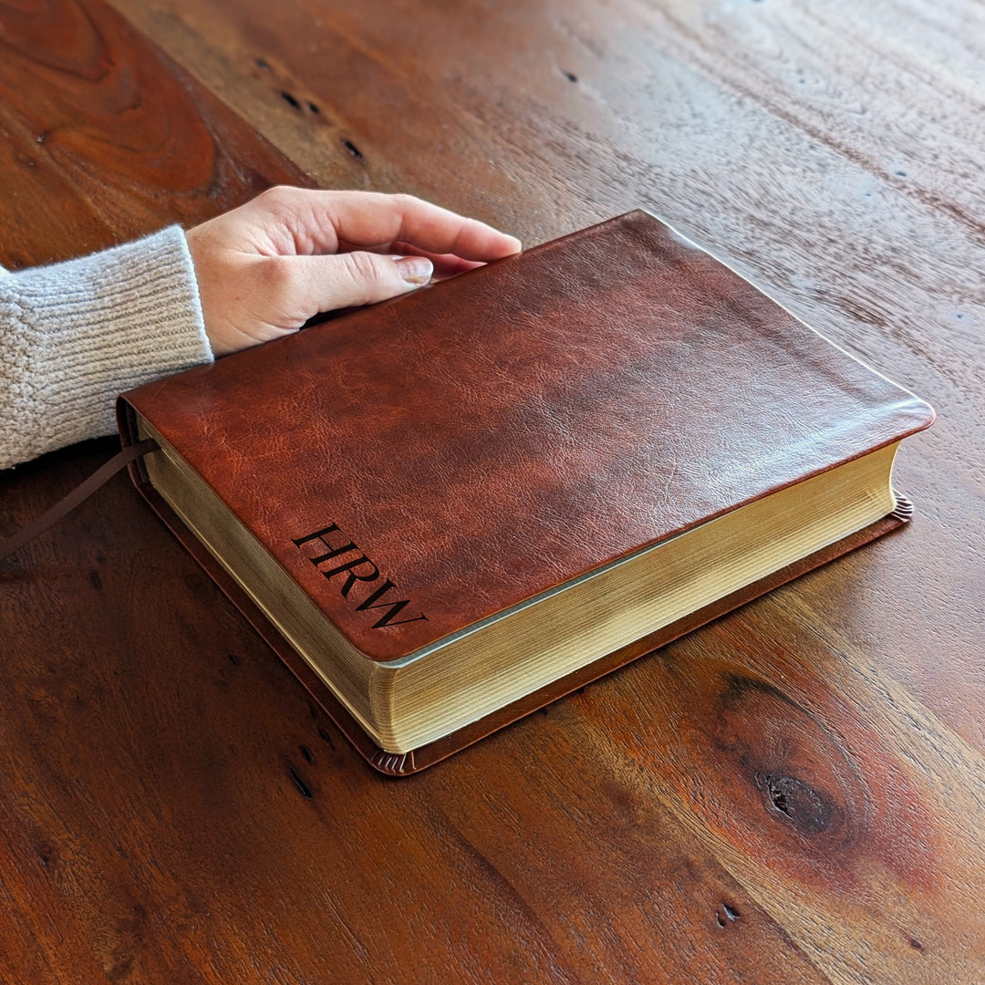 Personalized NLT Journaling Bible – Dark Brown | Initials Bottom Right