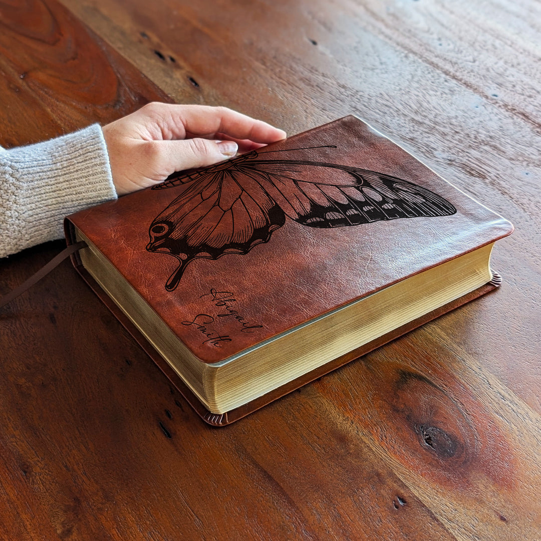 Personalized NLT Journaling Bible – Dark Brown | Butterfly Large