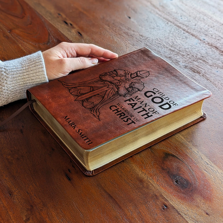 Personalized NLT Journaling Bible – Dark Brown | Knight Warrior of Christ