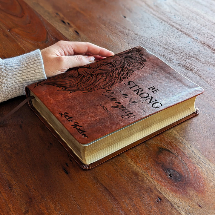 Personalized NLT Journaling Bible – Dark Brown | Lion Be Strong