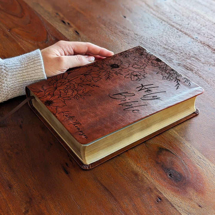 Personalized NLT Journaling Bible – Dark Brown | Peony Holy Bible
