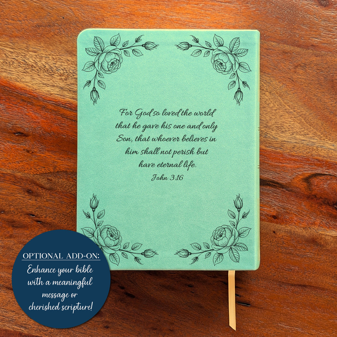 Personalized NLT Journaling Bible – Sage Green | Rose Corners