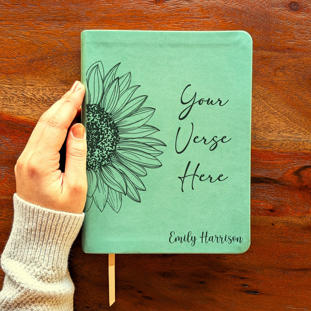 Personalized NLT Journaling Bible – Sage Green | Sunflower Custom Verse