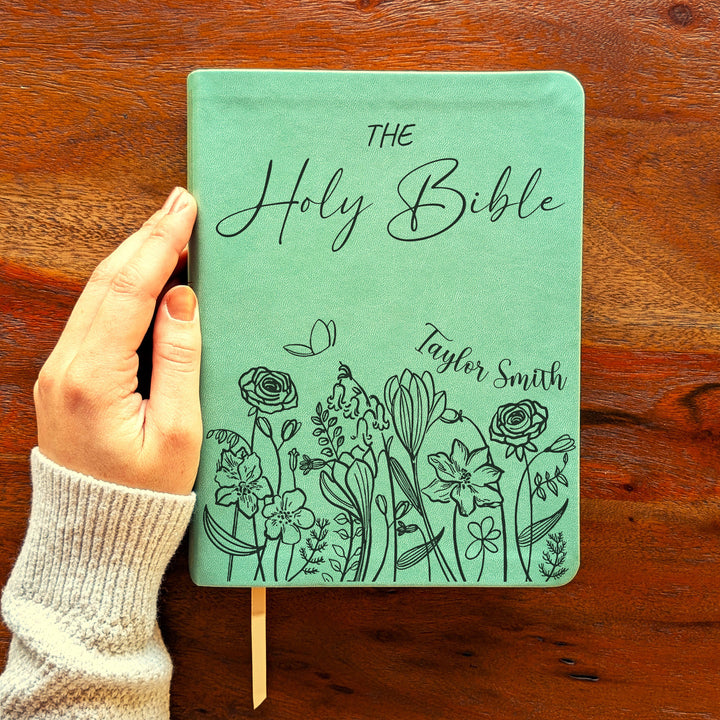 Personalized NLT Journaling Bible – Sage Green | Flowers Holy Bible