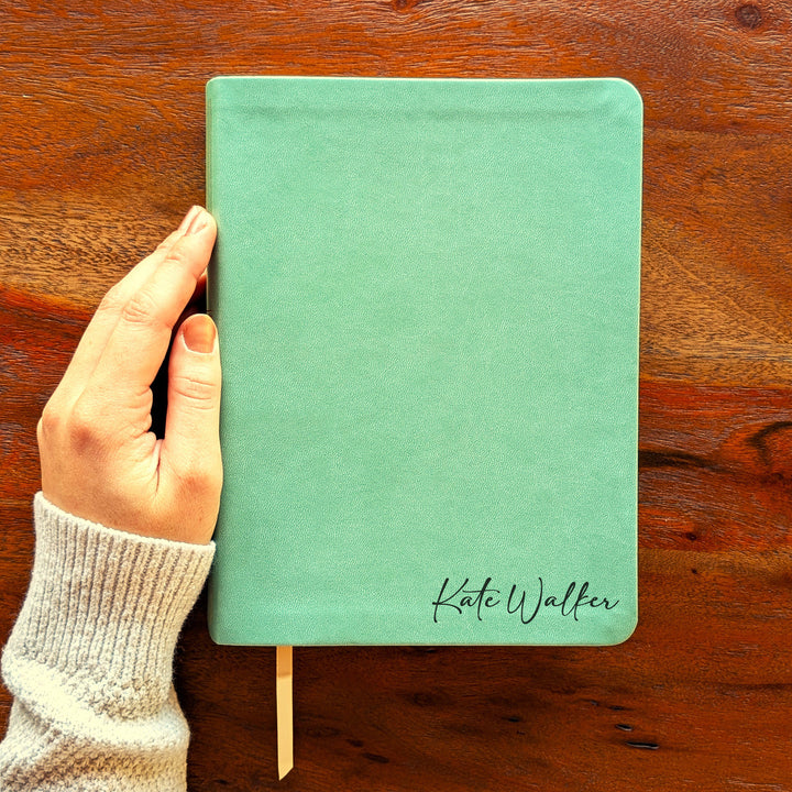 Personalized NLT Journaling Bible – Sage Green | Engraved Name