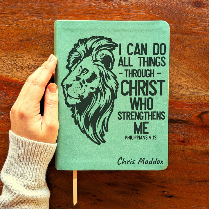 Personalized NLT Journaling Bible – Sage Green | Lion of Strength