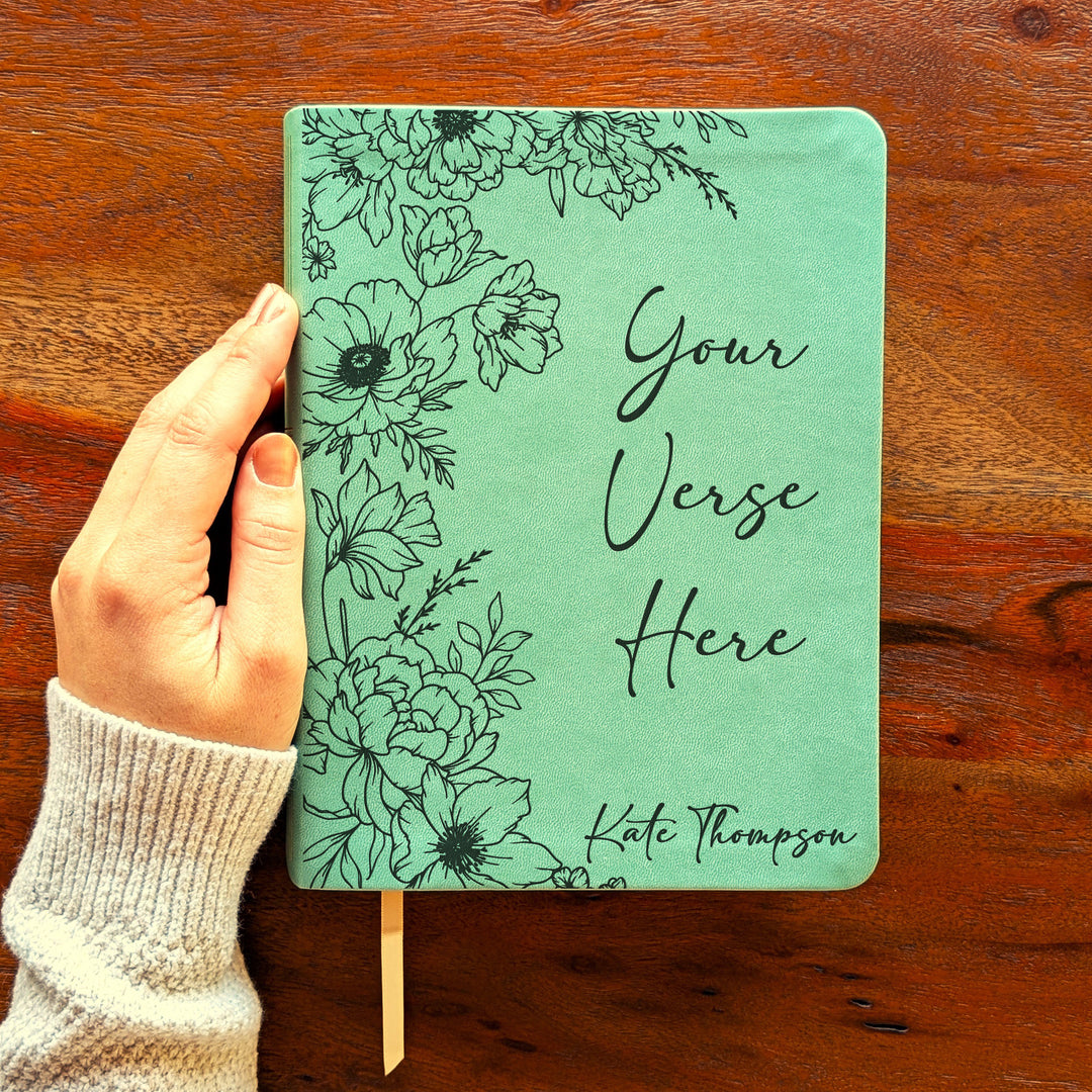 Personalized NLT Journaling Bible – Sage Green | Peony Custom Verse