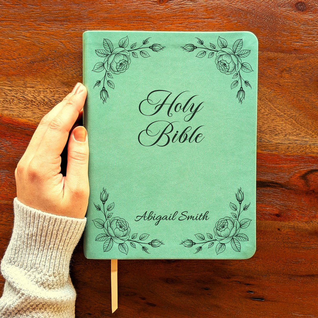 Personalized NLT Journaling Bible – Sage Green | Rose Corners