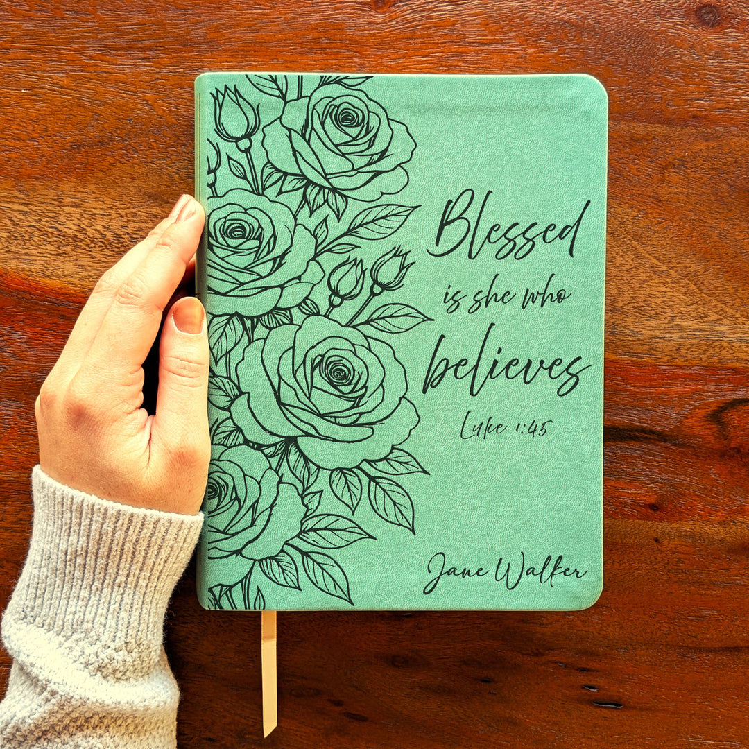 Personalized NLT Journaling Bible – Sage Green | Rose Blessed is She