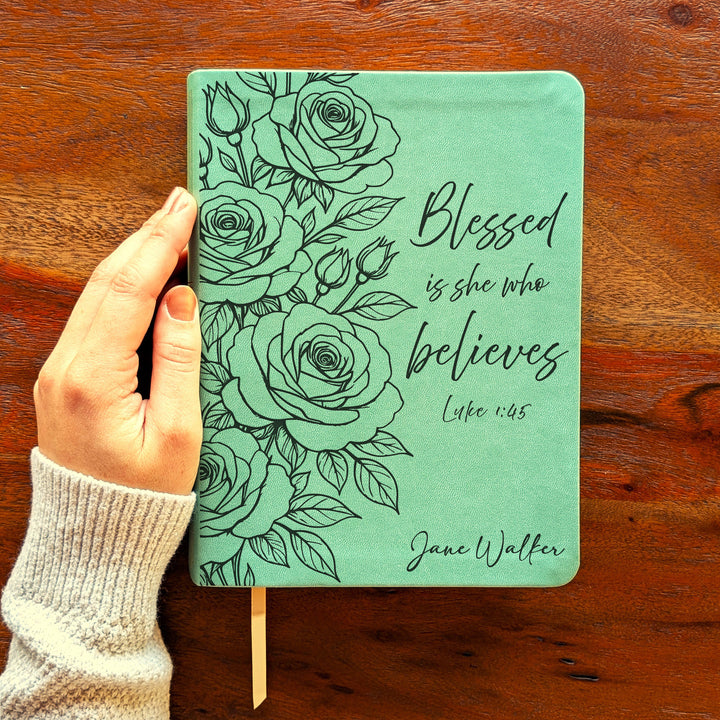 Personalized NLT Journaling Bible – Sage Green | Rose Blessed is She