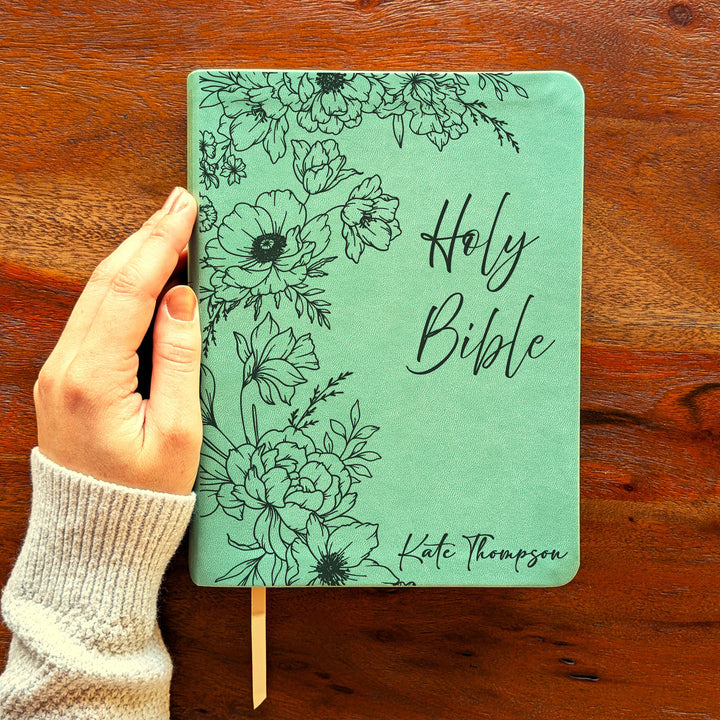 Personalized NLT Journaling Bible – Sage Green | Peony Holy Bible