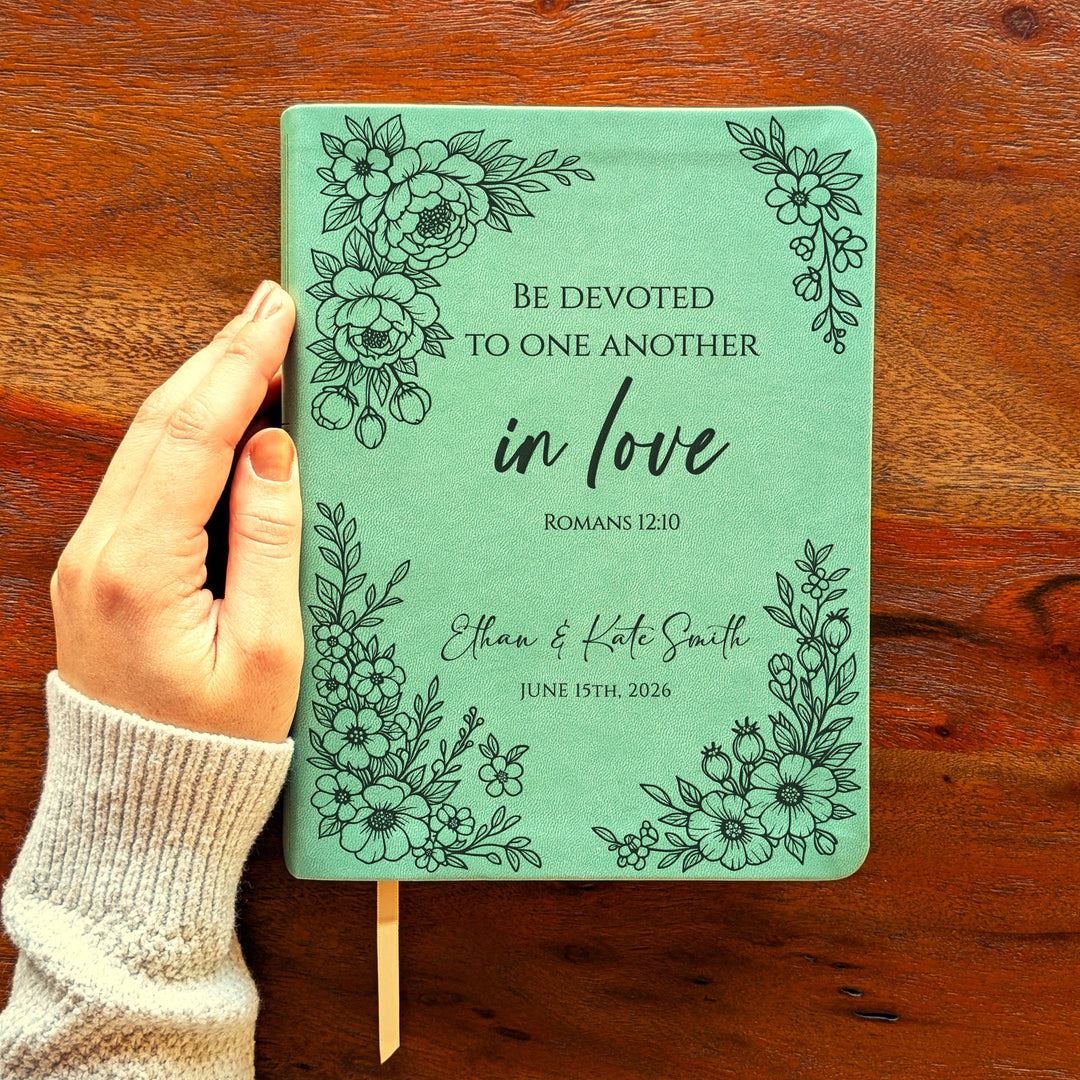 Personalized NLT Journaling Bible – Sage Green | Floral Devoted in Love