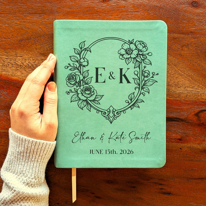 Personalized NLT Journaling Bible – Sage Green | Initials Floral Frame