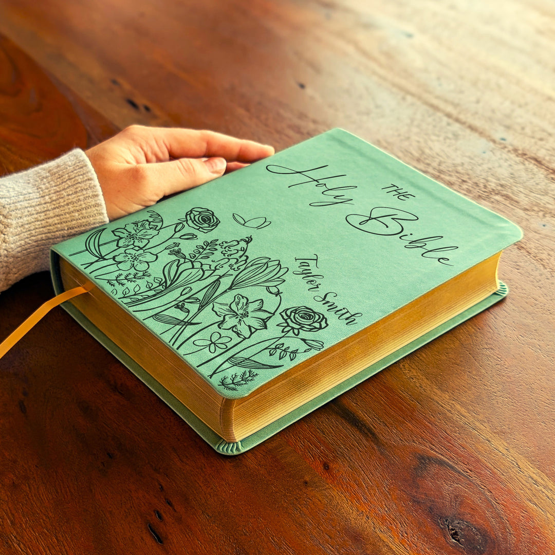 Personalized NLT Journaling Bible – Sage Green | Flowers Holy Bible
