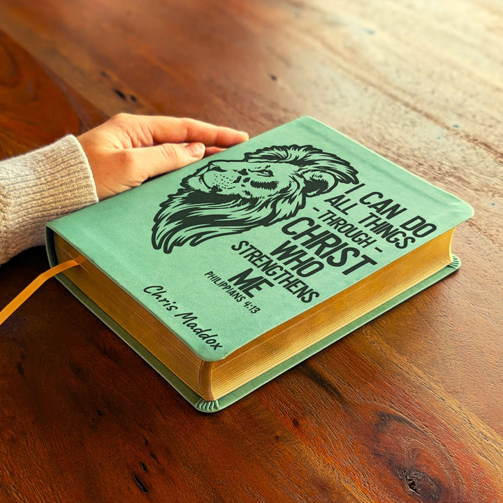 Personalized NLT Journaling Bible – Sage Green | Lion of Strength