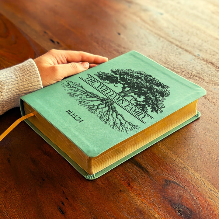 Personalized NLT Journaling Bible – Sage Green | Oak Family Tree Center
