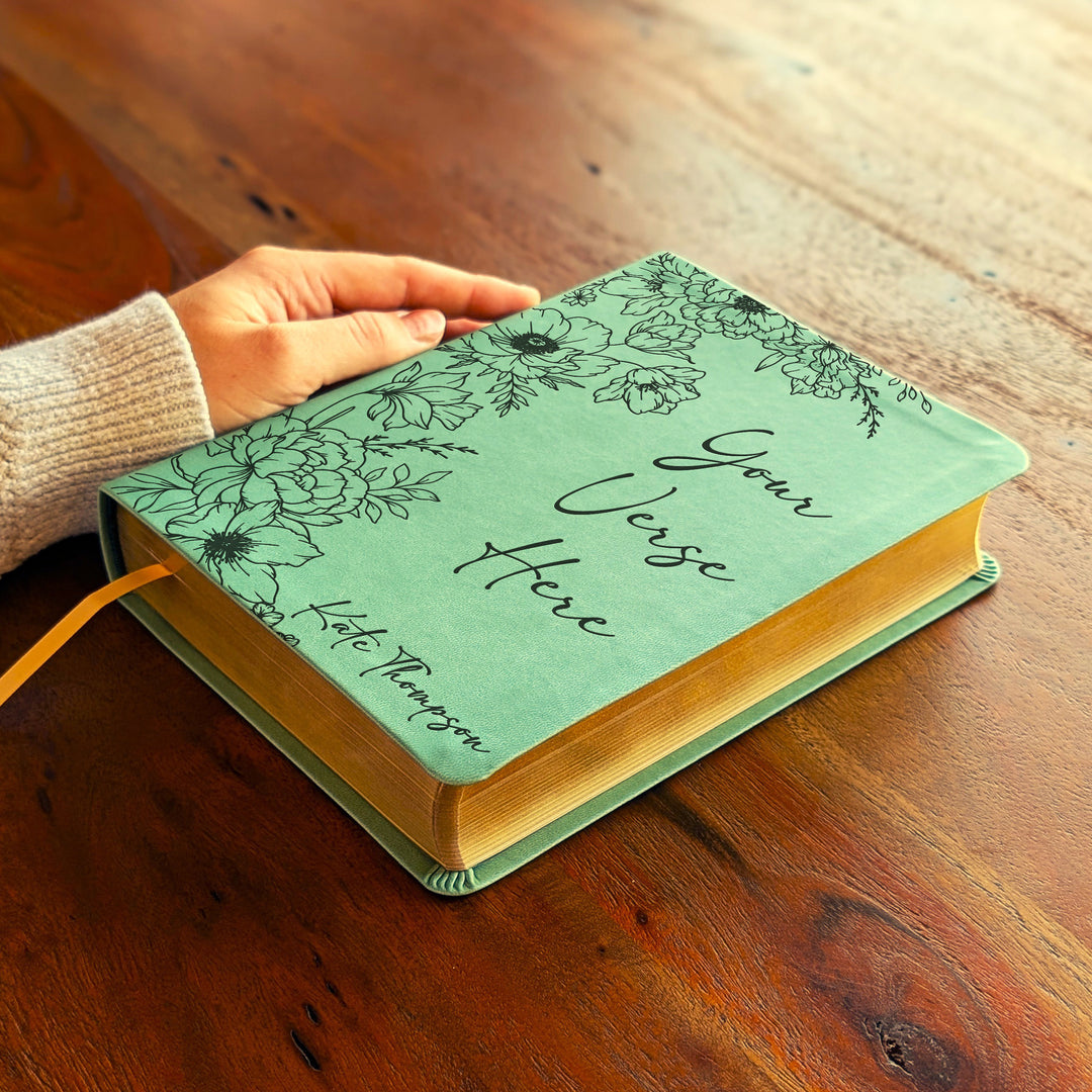 Personalized NLT Journaling Bible – Sage Green | Peony Custom Verse