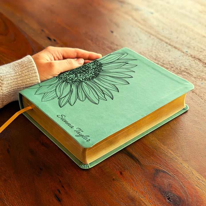 Personalized NLT Journaling Bible – Sage Green | Sunflower Large