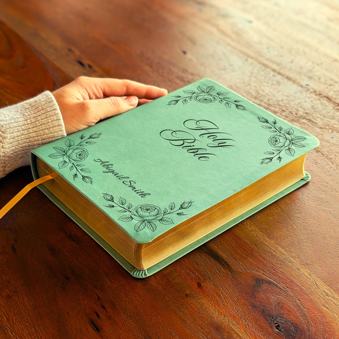 Personalized NLT Journaling Bible – Sage Green | Rose Corners
