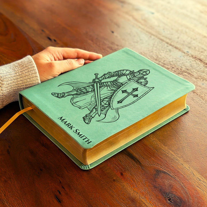 Personalized NLT Journaling Bible – Sage Green | Knight Standing Solo