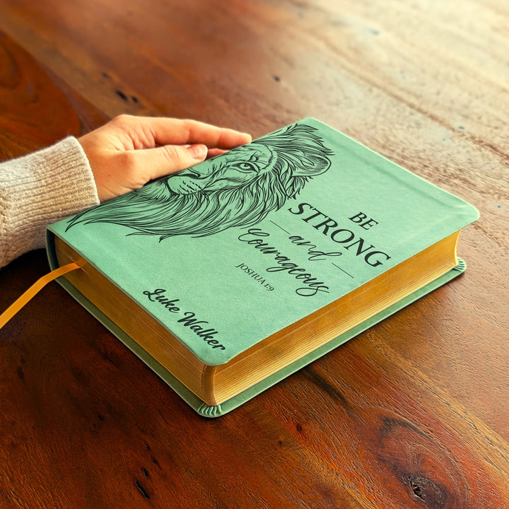 Personalized NLT Journaling Bible – Sage Green | Lion Be Strong