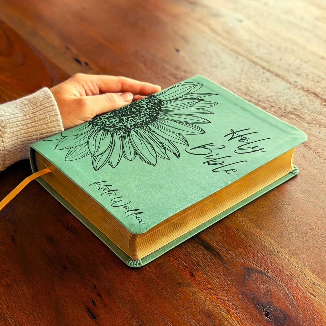 Personalized NLT Journaling Bible – Sage Green | Sunflower Holy Bible