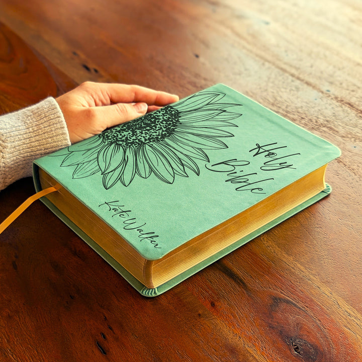 Personalized NLT Journaling Bible – Sage Green | Sunflower Holy Bible