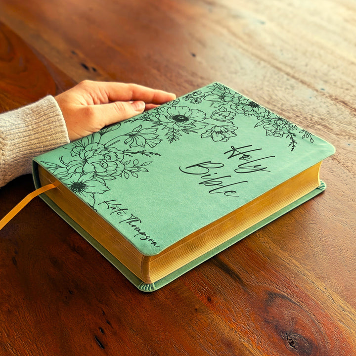 Personalized NLT Journaling Bible – Sage Green | Peony Holy Bible