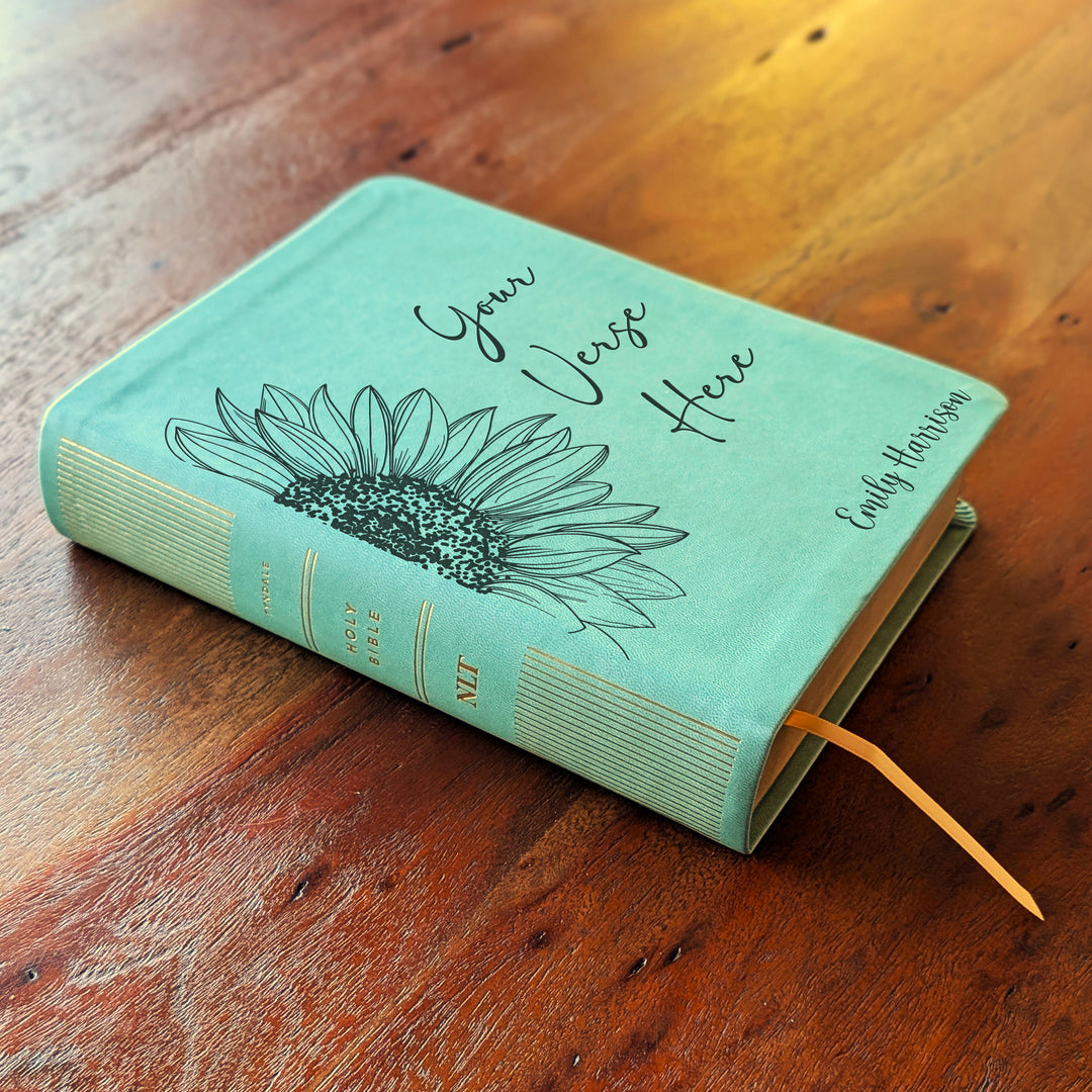Personalized NLT Journaling Bible – Sage Green | Sunflower Custom Verse