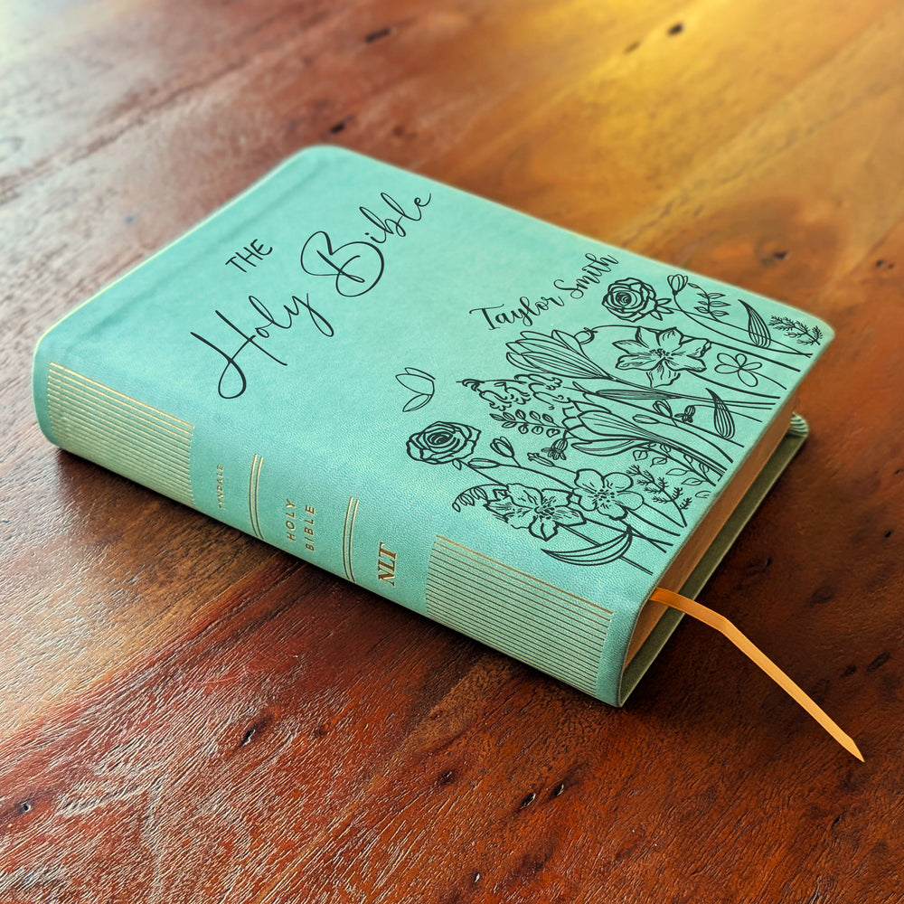 Personalized NLT Journaling Bible – Sage Green | Flowers Holy Bible.
