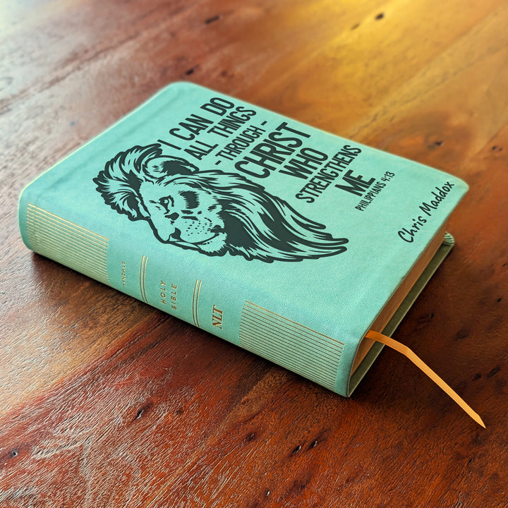 Personalized NLT Journaling Bible – Sage Green | Lion of Strength