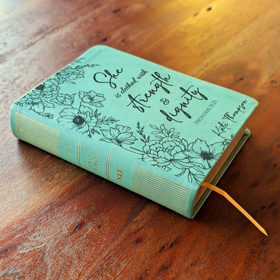 Personalized NLT Journaling Bible – Sage Green | Peony Proverbs.